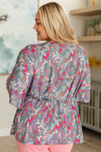 Load image into Gallery viewer, Dreamer Peplum Top in Grey and Pink Floral