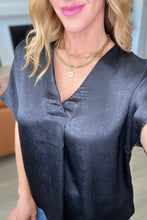 Load image into Gallery viewer, Pleat Front V-Neck Top in Black