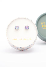 Load image into Gallery viewer, Lora Lavender &amp; Silver Stud Earrings
