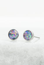 Load image into Gallery viewer, Lora Lavender &amp; Silver Stud Earrings