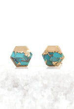 Load image into Gallery viewer, Oasis Turquoise and Gold Studs