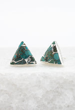 Load image into Gallery viewer, Ellie Triangle Turquoise Studs in Sterling Silver