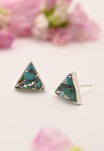 Load image into Gallery viewer, Ellie Triangle Turquoise Studs in Sterling Silver