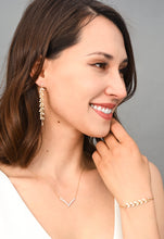 Load image into Gallery viewer, Graceful Willow Zircon and Gold Dangle Earrings