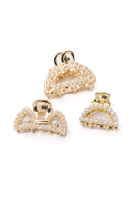 Load image into Gallery viewer, Gold &amp; Pearl Mini Hair Clips Set of Three