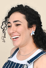 Load image into Gallery viewer, Flourish Blue &amp; Silver Leaf Earrings
