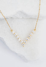 Load image into Gallery viewer, Brilliance V-Bar Chevron Zircon &amp; Gold Necklace