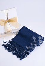Load image into Gallery viewer, Reflections of Indigo Tassel Scarf