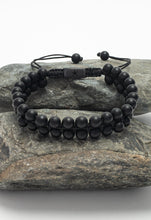 Load image into Gallery viewer, Helix Matte Black Agate Rope Beaded Bracelet