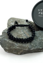 Load image into Gallery viewer, Helix Matte Black Agate Rope Beaded Bracelet