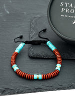 Load image into Gallery viewer, Aang Turquoise &amp; Red Jasper Rope Beaded Bracelet