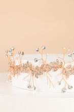 Load image into Gallery viewer, Ethereal Vine Gold Crystal and Pearl Silk Ribbon Headband