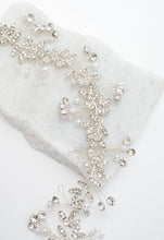 Load image into Gallery viewer, Ethereal Vine Silver Crystal and Pearl Silk Ribbon Headband