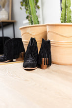 Load image into Gallery viewer, Amos Fringe Ankle Bootie in Magenta Suede