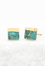 Load image into Gallery viewer, Lorena Square Turquoise Stud Earrings