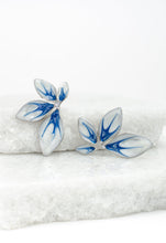Load image into Gallery viewer, Flourish Blue &amp; Silver Leaf Earrings