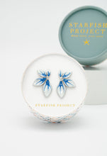 Load image into Gallery viewer, Flourish Blue &amp; Silver Leaf Earrings