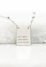 Load image into Gallery viewer, Act Justly Necklace in Sterling Silver