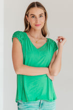 Load image into Gallery viewer, Ruched Cap Sleeve Top in Emerald