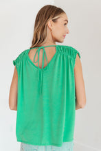 Load image into Gallery viewer, Ruched Cap Sleeve Top in Emerald