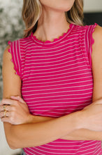 Load image into Gallery viewer, Doodle Me In Lettuce Round Neck Top in Hot Pink