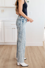 Load image into Gallery viewer, Dory High Waist Mineral Wash Raw Hem Wide Leg Jeans