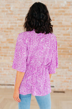 Load image into Gallery viewer, Dreamer Peplum Top in Lavender Leopard