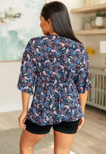 Load image into Gallery viewer, Dreamer Top in Black and Periwinkle Paisley