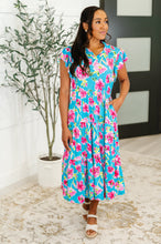 Load image into Gallery viewer, Fleurget Me Not Tiered Flutter Sleeve Dress in Aqua