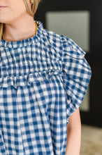 Load image into Gallery viewer, Garden at Goldenhour Flutter Sleeve Blouse in  Blue