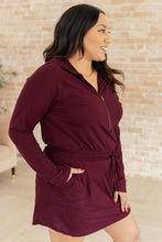 Load image into Gallery viewer, Getting Out Long Sleeve Hoodie Romper in Maroon