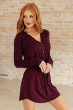 Load image into Gallery viewer, Getting Out Long Sleeve Hoodie Romper in Maroon