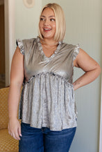 Load image into Gallery viewer, Shine On Metallic Peplum Top