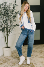 Load image into Gallery viewer, Here for Now Color Block Hoodie in Blue