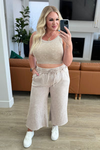 Acid Wash Wide Leg Sweatpants in Ash Mocha