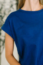Load image into Gallery viewer, It Starts Here Basic Rolled Sleeve Tee in Lt Navy