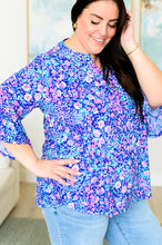 Load image into Gallery viewer, Lizzy Bell Sleeve Top in Navy and Pink Floral