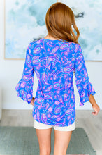 Load image into Gallery viewer, Lizzy Bell Sleeve Top in Royal Paisley