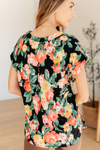 Load image into Gallery viewer, Lizzy Cap Sleeve Top in Black Garden Floral