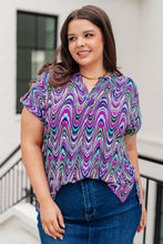 Load image into Gallery viewer, Lizzy Cap Sleeve Top in Purple Multi Marble