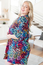 Load image into Gallery viewer, Lizzy Dress in Navy Rainbow Leopard