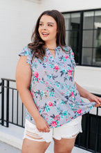 Load image into Gallery viewer, Lizzy Flutter Sleeve Top in Grey and Mint Floral