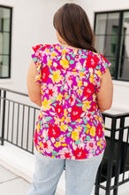 Load image into Gallery viewer, Lizzy Flutter Sleeve Top in Magenta and Yellow Floral