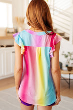 Load image into Gallery viewer, Lizzy Flutter Sleeve Top in Ombre Rainbow