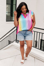 Load image into Gallery viewer, Lizzy Flutter Sleeve Top in Ombre Rainbow