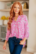 Load image into Gallery viewer, Lizzy Top in Blue and Pink Paisley