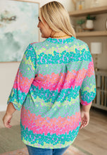 Load image into Gallery viewer, Lizzy Top in Lavender and Teal Leopard Stripe