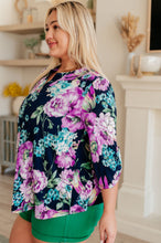 Load image into Gallery viewer, Lizzy Top in Navy and Purple Floral