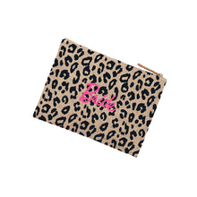 Load image into Gallery viewer, Hot Pink Bride Leopard Burlap Zip Pouch