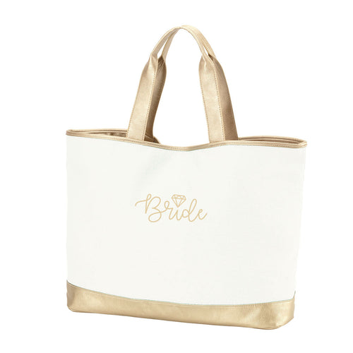 Gold Bride Embroidery Crème Cabana Tote